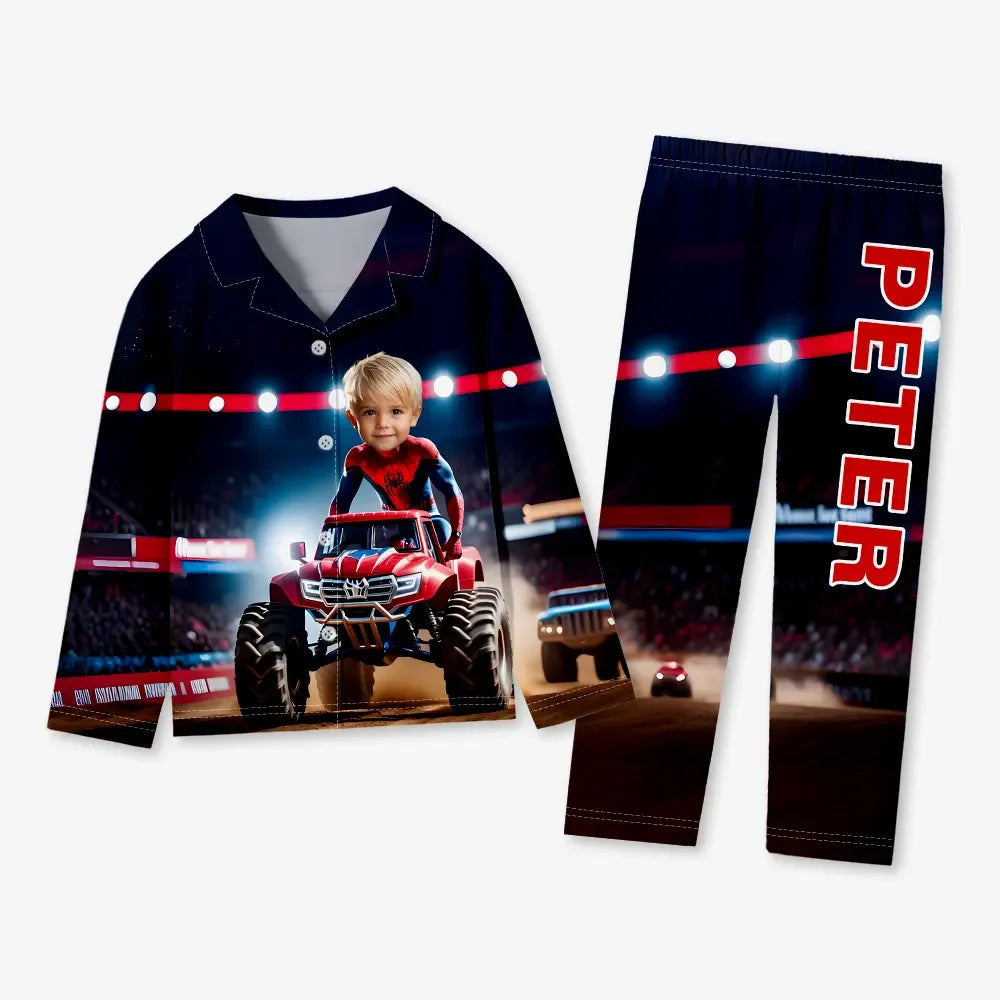 Custom Baby Face Long Sleeve Pajamas Custom Aurace And Boy Pajamas For Kids