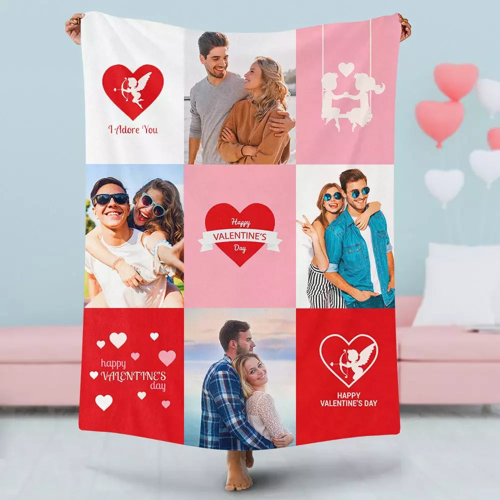Custom Photo Blankets Personalized Valentine'S Day Gift Blanket