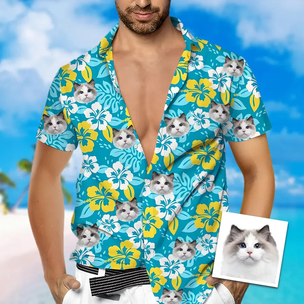 Custom Hawaiian Flower Shirt With Face Holiday Gift For Men Shirt For Pet Lover