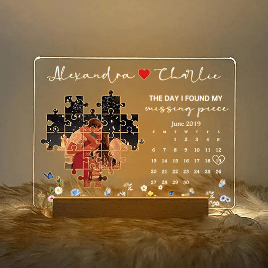 The Day I Found My Missing Piece Night Light Frame Personalized Gift