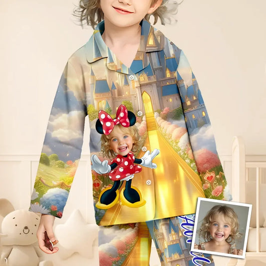 Custom Baby Face Long Sleeve Pajamas Custom Mouse Ear Pajamas For Children