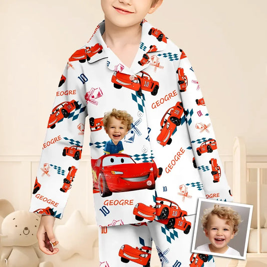 Custom Baby Face Long Sleeve Pajamas Custom Cars Photo Pajamas For Children