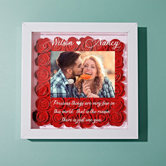 Gifts for Girlfriend Custom Photo Flower Shadow Box Personalized Flower Shadowbox