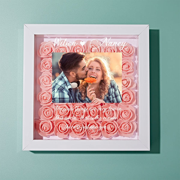 Gifts for Girlfriend Custom Photo Flower Shadow Box Personalized Flower Shadowbox