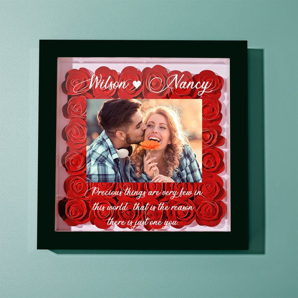 Gifts for Girlfriend Custom Photo Flower Shadow Box Personalized Flower Shadowbox