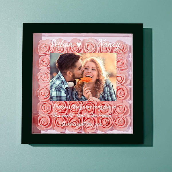Gifts for Girlfriend Custom Photo Flower Shadow Box Personalized Flower Shadowbox