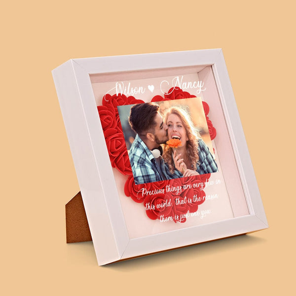Gifts for Girlfriend Custom Photo Flower Shadow Box Personalized Flower Shadowbox
