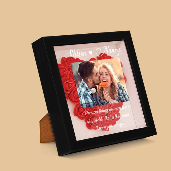 Gifts for Girlfriend Custom Photo Flower Shadow Box Personalized Flower Shadowbox