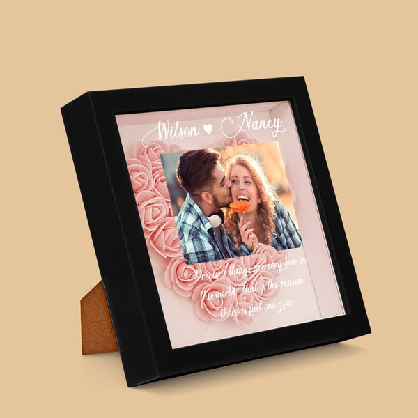 Gifts for Girlfriend Custom Photo Flower Shadow Box Personalized Flower Shadowbox
