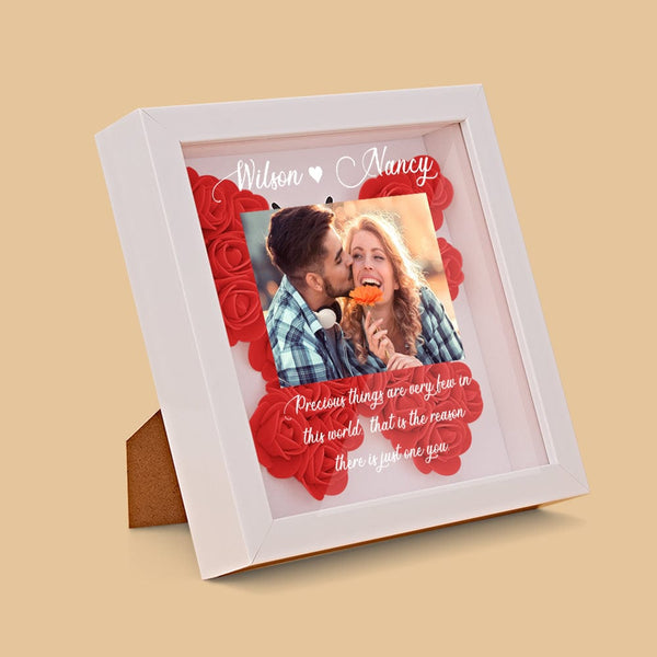 Gifts for Girlfriend Custom Photo Flower Shadow Box Personalized Flower Shadowbox