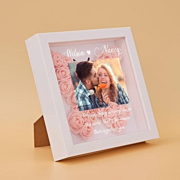 Gifts for Girlfriend Custom Photo Flower Shadow Box Personalized Flower Shadowbox