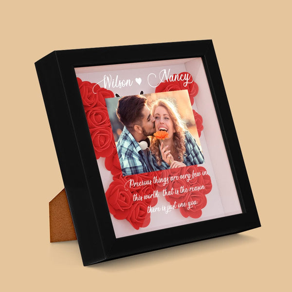 Gifts for Girlfriend Custom Photo Flower Shadow Box Personalized Flower Shadowbox