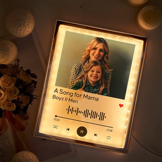 Song Picture Frame Personalized Gift For Mom Song Plaque Custom Music Code Night Light Mother's Day Gifts