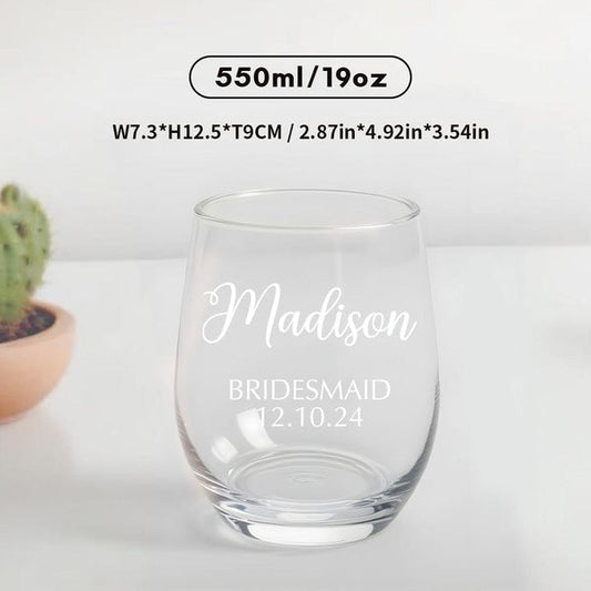 Personalized Name Red Wine Glass Bridal Party Gifts