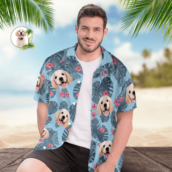 Custom Hawaiian Shirt With Face Leaves Beach Shirt Hawaiian Beach Shirt Holiday Gift