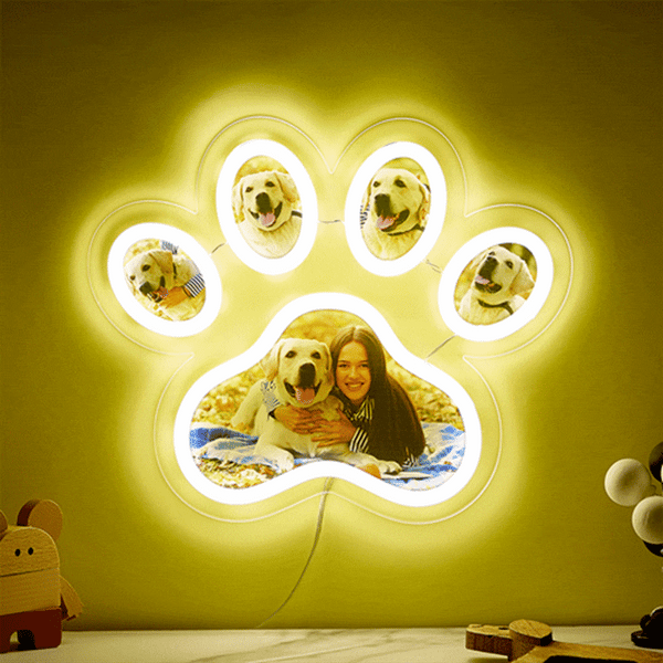 Custom Photo Pet Paw Neon Lamp Personalized Memorial Adjustable Brightness Night Light