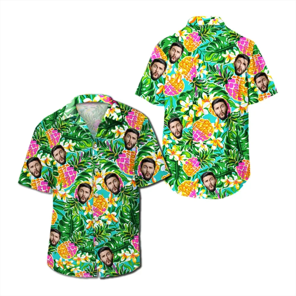 Custom Pineapple Hawaiian Shirt With Face,Holiday Gift For Men