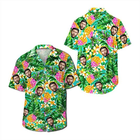 Custom Pineapple Hawaiian Shirt With Face,Holiday Gift For Men