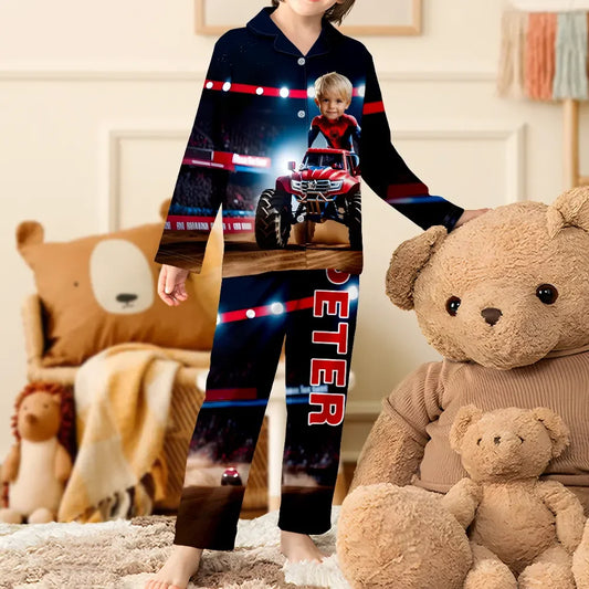 Custom Baby Face Long Sleeve Pajamas Custom Aurace And Boy Pajamas For Kids