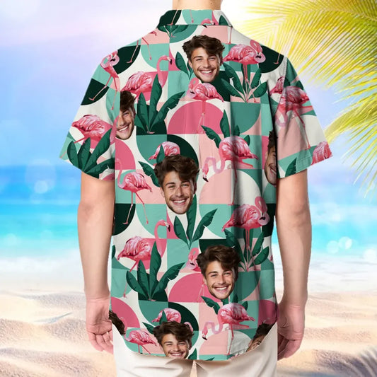 Custom Flamingo Hawaiian Shirt With Face Holiday Gift For Men