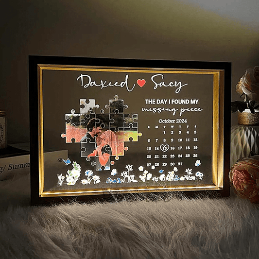 The Day I Found My Missing Piece Night Light Frame Personalized Gift