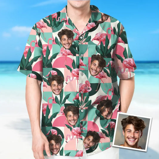 Custom Flamingo Hawaiian Shirt With Face Holiday Gift For Men