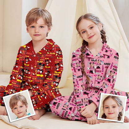Custom Baby Face Long Sleeve Pajamas Custom Minne Mouse Photo Pajamas For Children