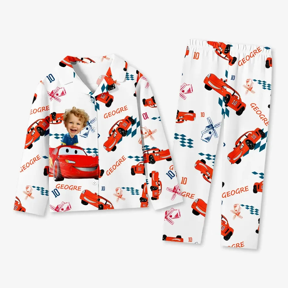 Custom Baby Face Long Sleeve Pajamas Custom Cars Photo Pajamas For Children