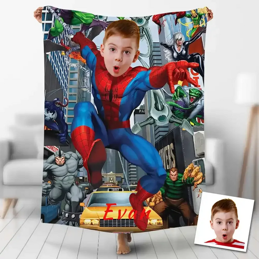 Custom Blankets Personalized Running Spiderman Customized Superhero Blankets