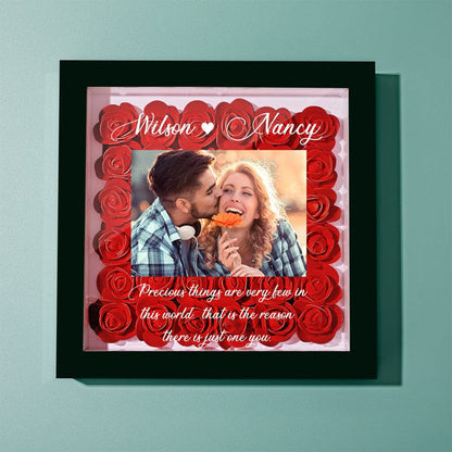 Gifts for Girlfriend Custom Photo Flower Shadow Box Personalized Flower Shadowbox