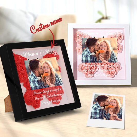 Gifts for Girlfriend Custom Photo Flower Shadow Box Personalized Flower Shadowbox
