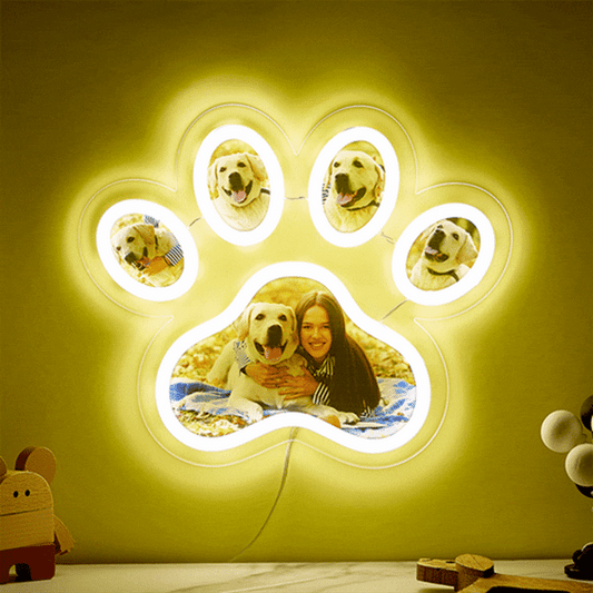 Custom Photo Pet Paw Neon Lamp Personalized Memorial Adjustable Brightness Night Light