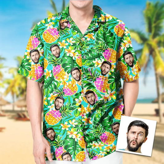 Custom Pineapple Hawaiian Shirt With Face,Holiday Gift For Men