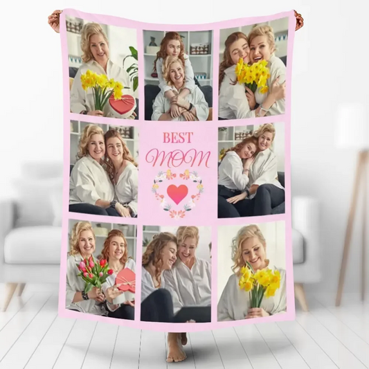 Mother's Day Gift,Custom Photo Blankets Personalized Mother'S Day Gift For Mom Photo Blanket