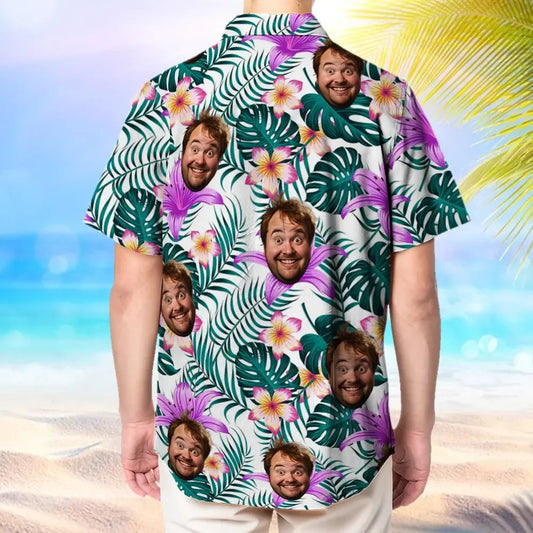 Custom Coconut Leaves Hawaiian Shirt With Face Holiday Gift For Men