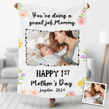 Custom Photo Blankets Personalized Happy First Mother's Day Gift